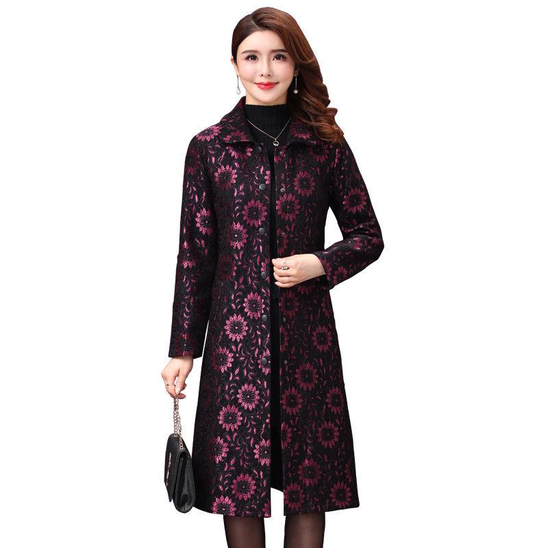 

High-end Women's Trench Coat 2020 New Female Autumn Winter Thicken Windbreaker Middle-aged Female Fashion Spring Tops 5XLA619, Blue