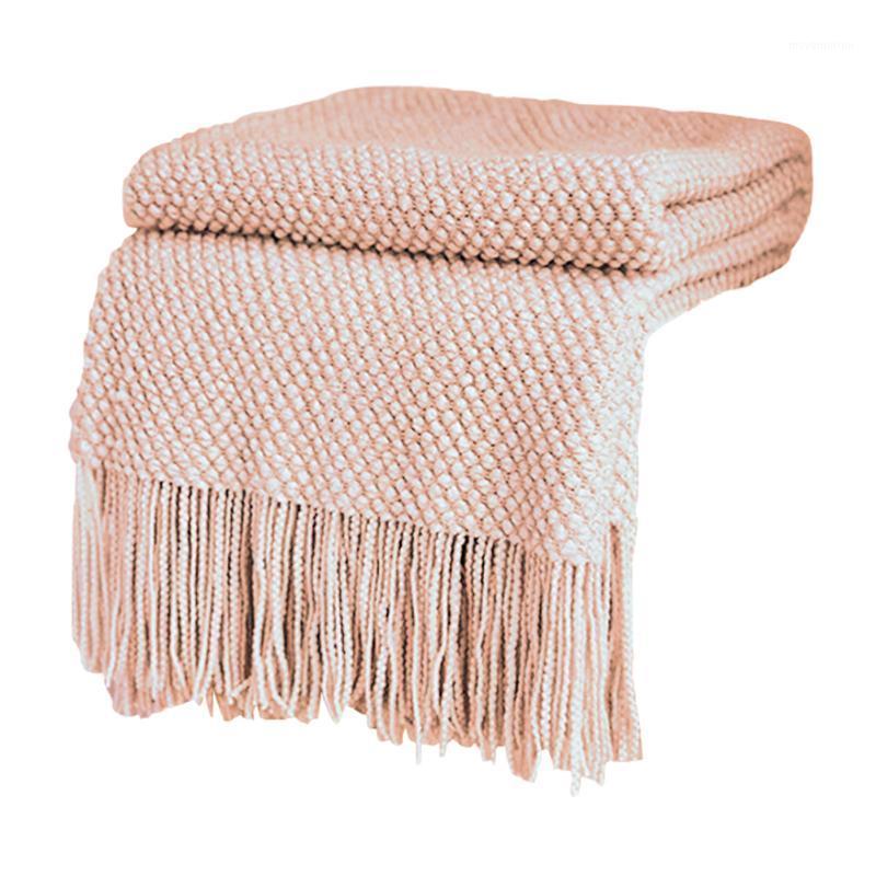 

Nap Home Decor Knitted Autumn Winter Bed Solid Throw Blanket Modern Bubble Textured Travel Sofa Lightweight With Tassels1
