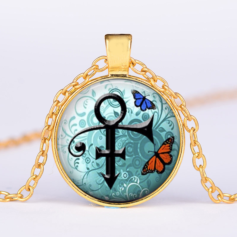 

Minimalism Prince Rogers Nelson Necklace Artist Singer Rip Memorial Love Symbol Glass Crystal Pendant 4 Color Long Chain