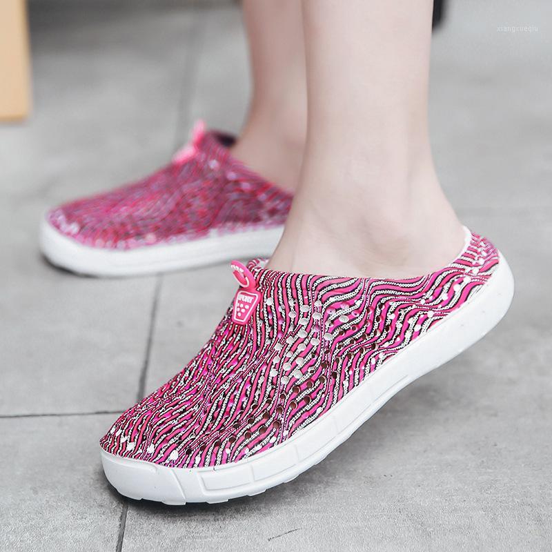 

Men's and Women's Sandals round Toe All-match Summer Breathable Slippers Women's Eva Sandals Couple's Casual Porous Shoes1, Black
