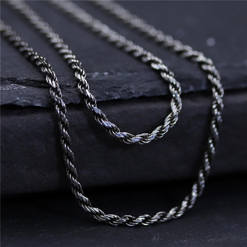 

Authentic 100% 925 Sterling Silver Trendy Twist Link Chain Pendants Necklace 2.0mm Thickness Necklace Chain Jewelry Unisex