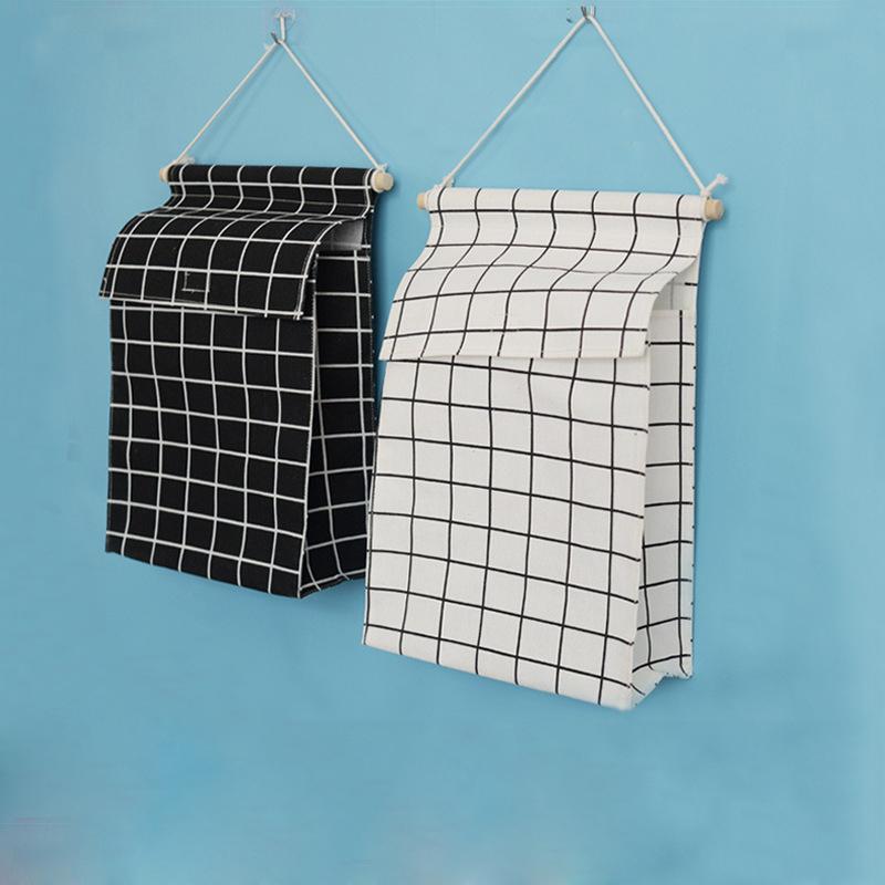 

Bathroom Hanging Bag Home Laundry Hamper Wall Hanging Organizer Clothing Storage Bathing Purses Hangers for Clothes Cotton, White