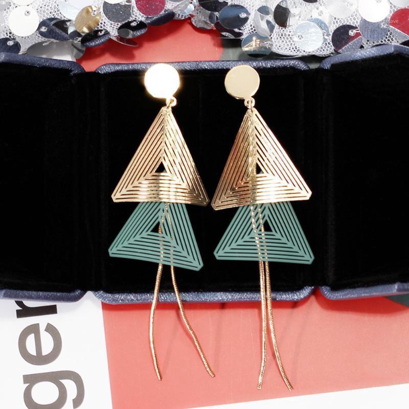

Fashion exaggerated tassel geometric triangle earrings Occident Korean style Joker jewelry1