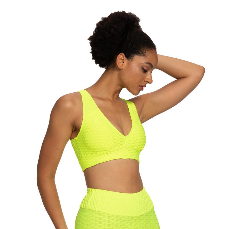 

Running Sports Bra Yoga Brassiere Workout Gym Fitness Women Seamless Push up Breathable Underwear Breathable top, Yellow