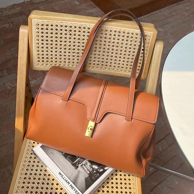 

Genuine Leather Handbags Large-Capacity Tote Bag Shoulder Bag Ladies Handbag Luxury Designer Handbag, Black