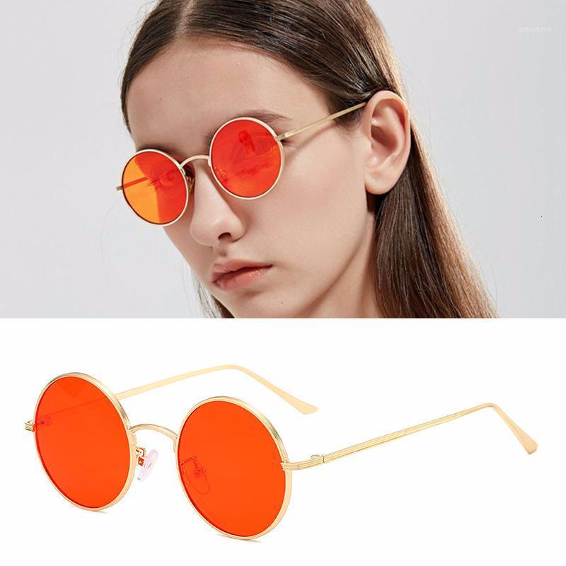 

Women Vintage Burst Metal Sun Glasses Round Fashion Marine Lenses Red Sunglasses Men And Women Personality Prince Mirror UV4001
