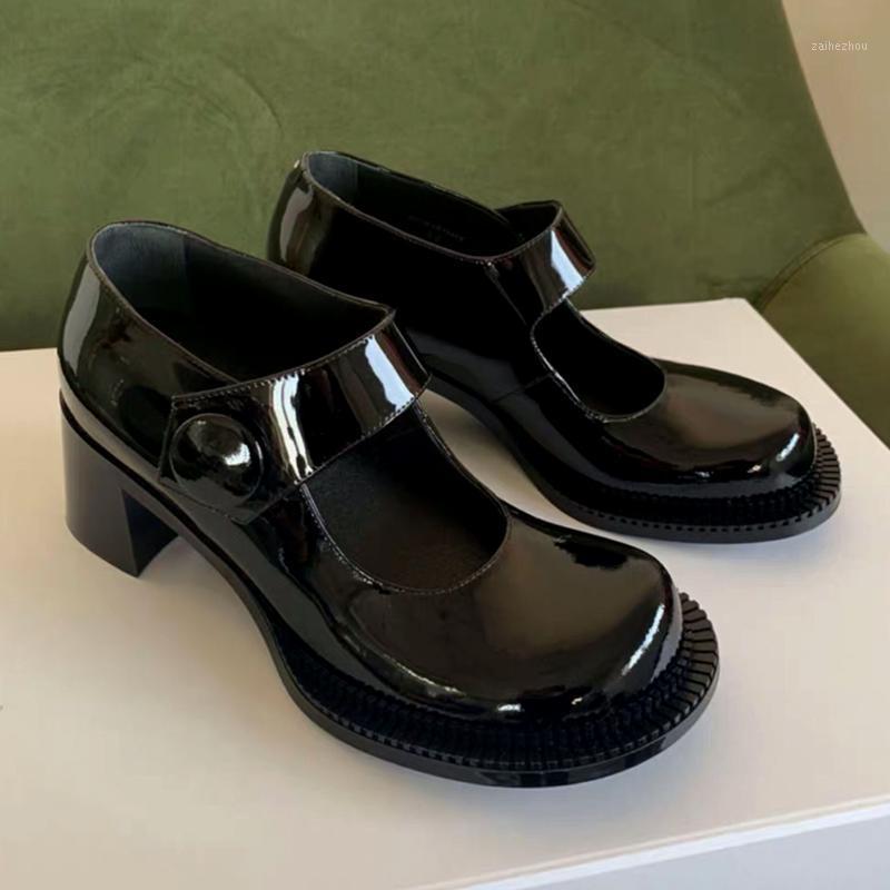 

Retro Womens Round Toe Lolita Pumps High Heels Shoes Black Girls Students Shoes G0121, Matte