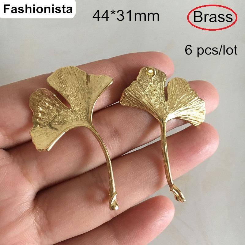 

Fashionista - 6 pcs Raw Brass Casting Gingko Charms 44*31mm Brass Ginkgo Biloba Leaf Pendant,DIY Jewelry Findings