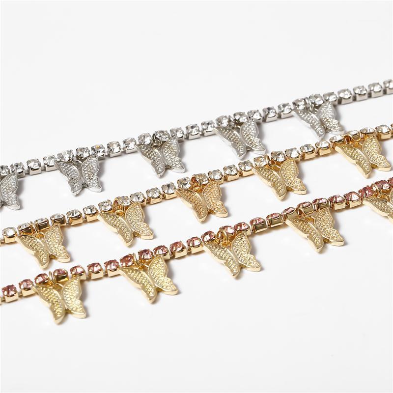 

DoreenBeads Fashion Copper Butterfly Necklace For Women Accessories Gold Color Animal Clear Rhinestone Jewelry 30cm long, 1 PC1
