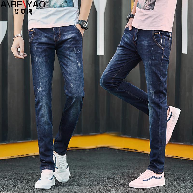 

New style 2020 Fashion teenagers street men's jeans slim-fit feet Korean trousers men's casual teenagers pencil pants men, 005
