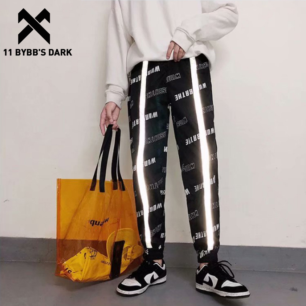 

11 BYBB'S DARK Hip Hop Pants Streetwear Harajuku Joggers Men Loose Reflective Harem Pants Casual Pants Trousers Sweatpants 201114, White