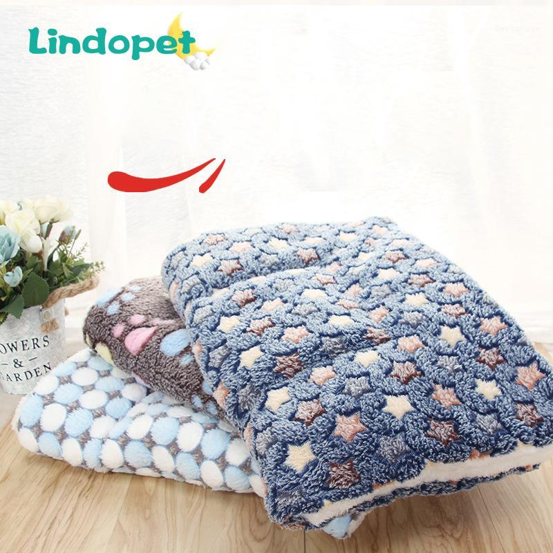 

Pet Soft Pet Blanket Winter Dog Cat Bed Mat Foot Print Warm Sleeping Mattress Small Medium Coral Fleece Supplies1, White