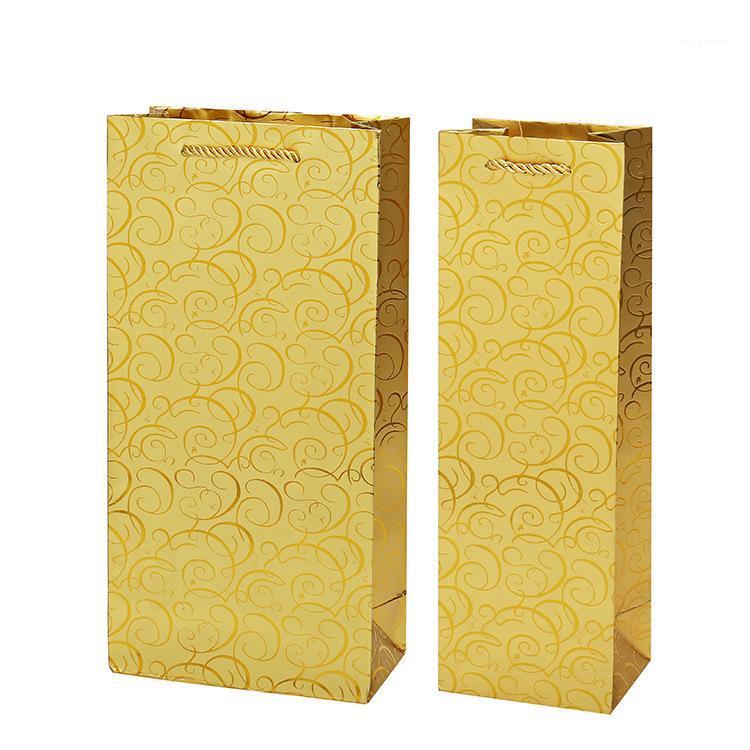 

20 pcs Golden gift paper bag, hand bag, red wine box single and double gift box1