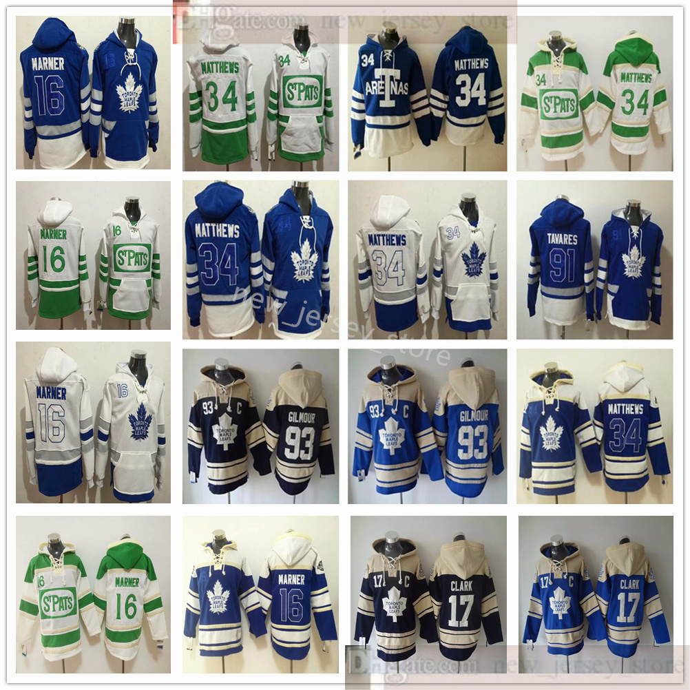 

Toronto Maple Leafs Hockey Hoodie Jerseys 34 Auston Matthews 16 Mitchell Marner 17 Wendel Clark 93 Doug Gilmour Hoodies White Green Blue, Same as picture