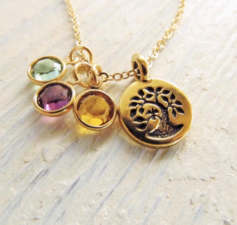 

personalize mother's day Mom Necklace Birthstone, Gold Family Tree Necklace, Birthstone Jewelry for Mom Gift, Grandma Necklace