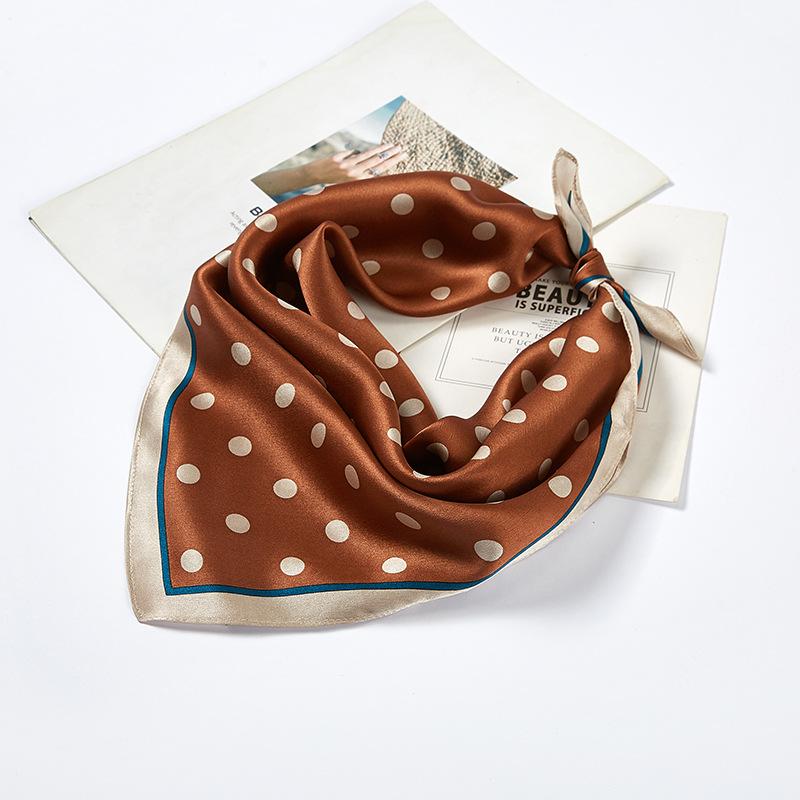 

4 Color Summer 100%Silk 53cm Square Scarf Lady Hair Foulard Bag Scarves Women Wave Point Head Neck Kerchief Wholesale