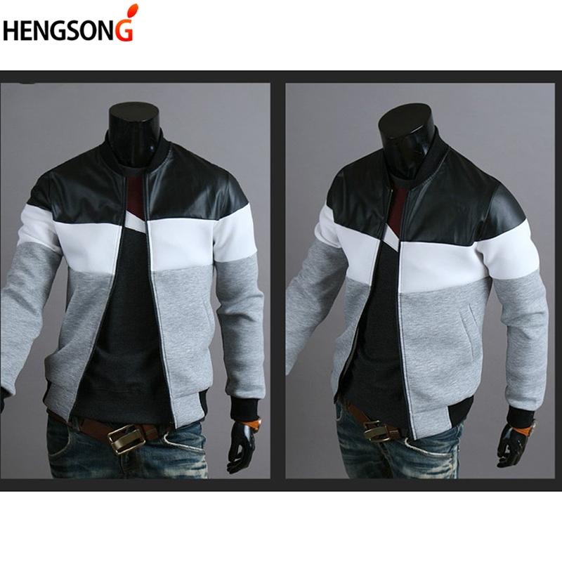 

Men's Jackets Plus Size Men Jacket Coat Autumn Patchwork Outerwear Casual Stand Collar Zipper, Black;brown