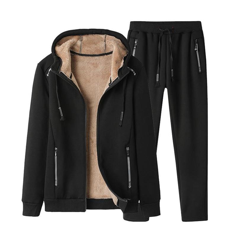 

Men's sports suit autumn/winter Plus velvet warm men's tracksuit Two Piece Sets Casual tracksuit winter male Man sweatshirts, Gray thin section