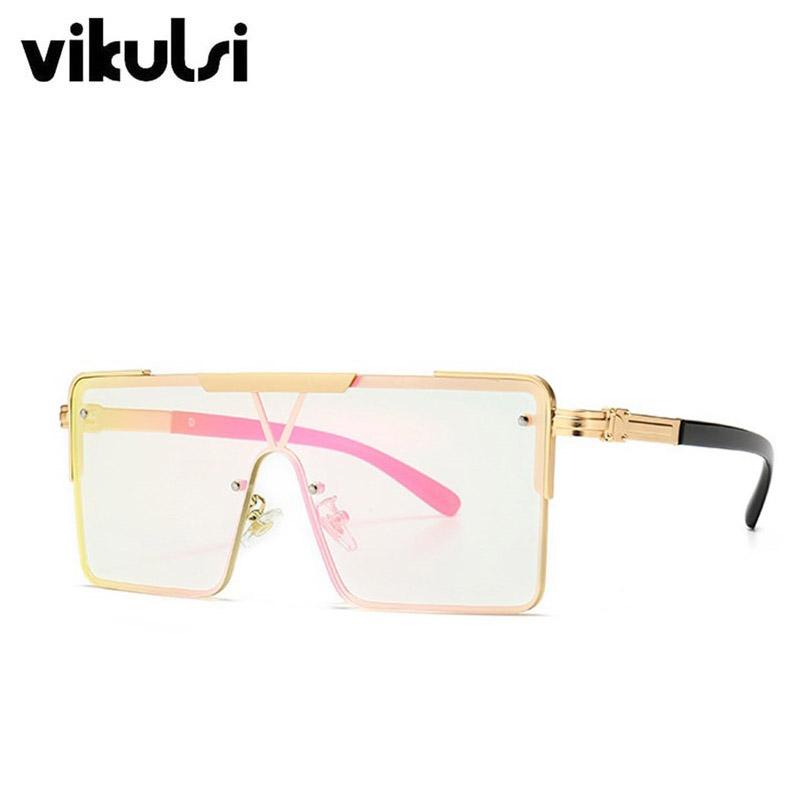 

Unisex Fashion Oversized Sunglasses Women Famous Design Trendy One Piece Sun Glasses Female Men Mirrors Square Sun Glasses UV400