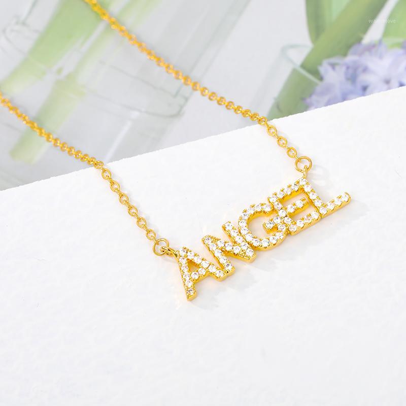 

Zircon Golden Cute Angel Babygirl letter Pendants Stainless Steel Necklace For Women Girls Femme Aesthetic Wholesale Jewelry1