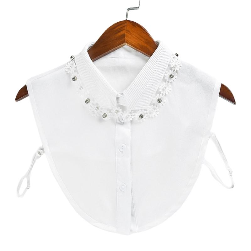 

Rhinestone Pearl Beading Lapel False Collar Floral Tassel Detachable Half Shirt