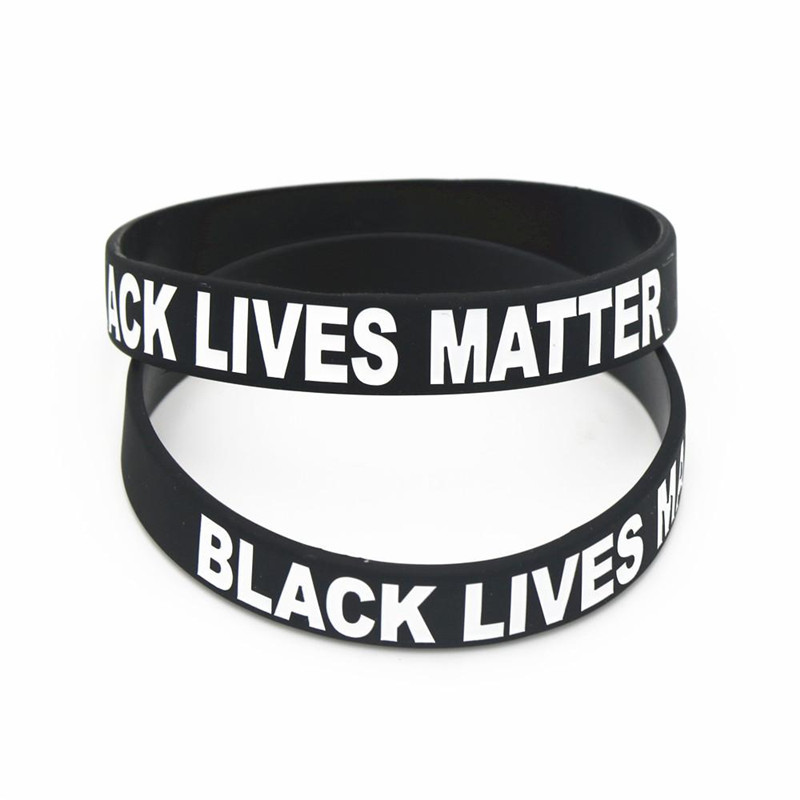 

Hot Sale Black Lives Matter Bracelet Bangles for Men Women Black Silicone Rubber Wristband CNE Fast Shipping