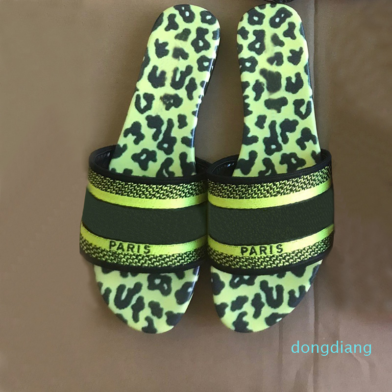 

Summer womens Slippers Leopard Print Embroidery Sandal Floral Brocade fashion Flip Flops Striped Beach Genuine Leather Dazzle Flowers Slippe, Pic 21