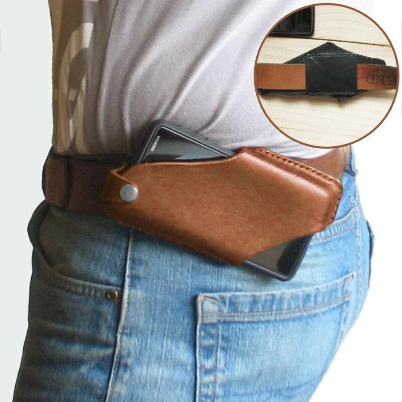 

Men's Phone Bag PU Leather Phone Case Waistband Mobile Waist Bag Outdoor Sports Protection, Sky blue