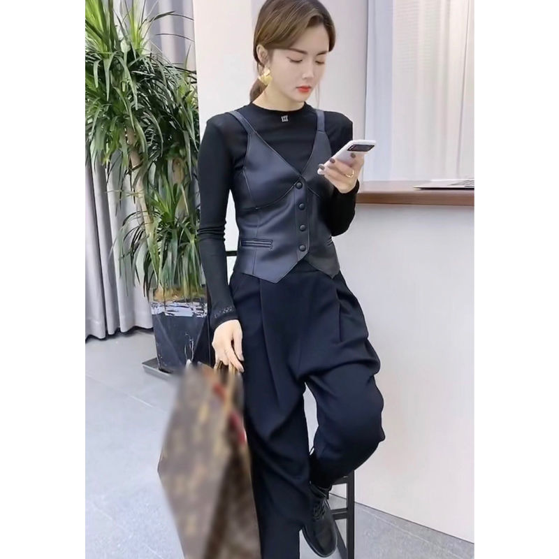 

2021 New Autumn the black vest women' leather bike plutonium vests of women streetwear sleeveless y187 IUD9, Heise