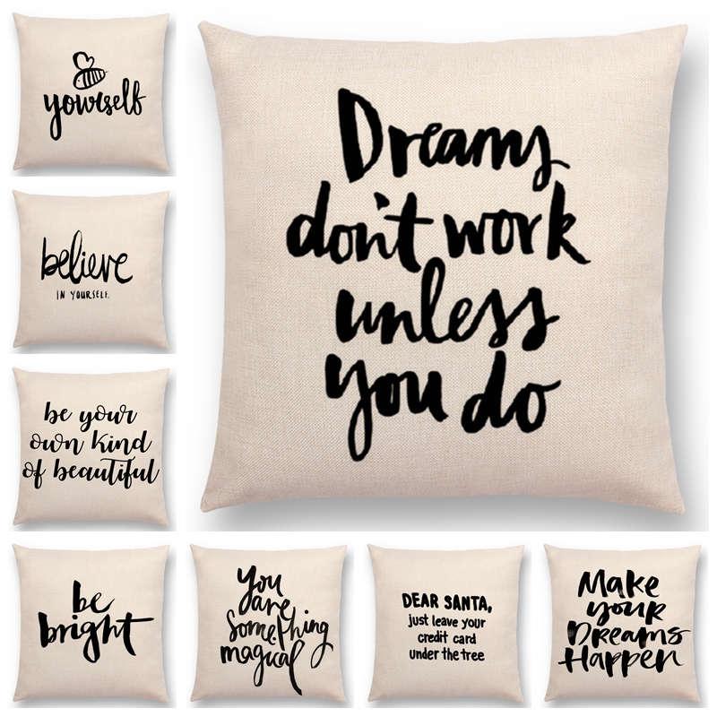 

Newest Black Letter Brave Confidence Hope Forceful Warm Words Cushion Cover Home Decor Sofa Throw Pillow, A019610