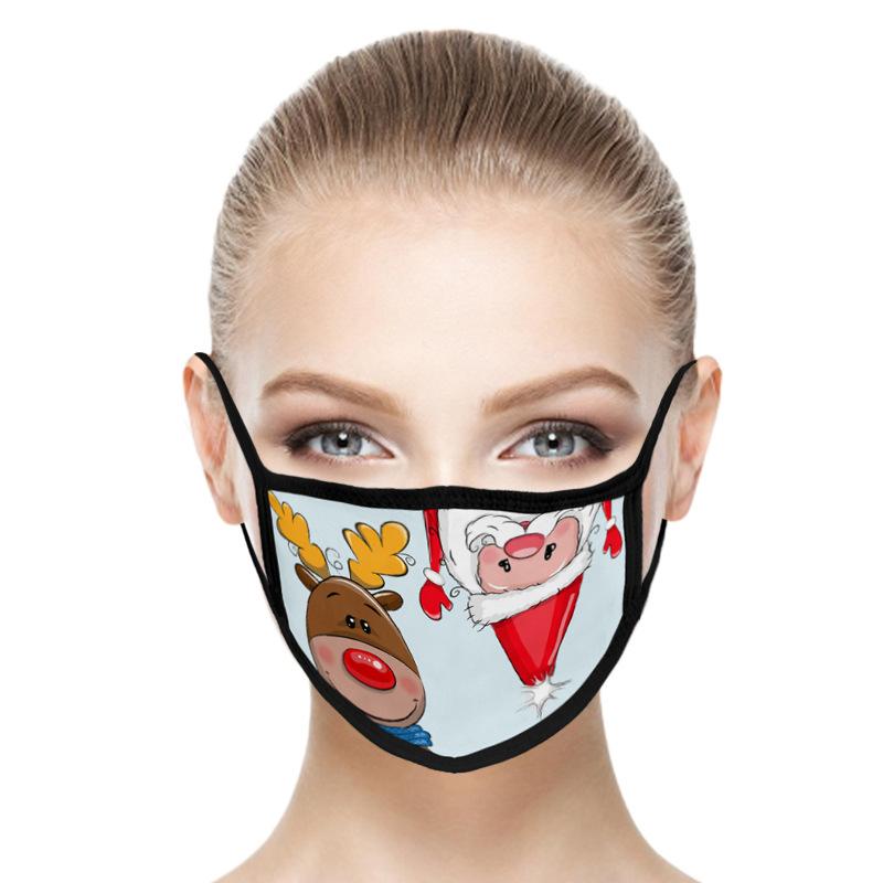 

Washable Reusable Designer Masks Christmas Deer Printed Face Mask Include PM2.5 Anti Dust Snowflake Mouth Cover