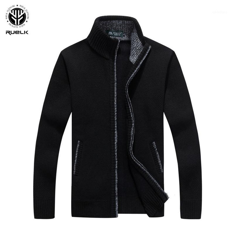 

RUELK 2020 Winter Thick Men's Knitted Sweater Coat Off Long Sleeve Cardigan Fleece Full Zip Male Causal Plus Size Clothing Men1, Beige