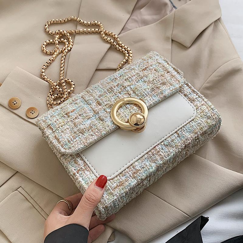 

New Winter Fashion Handbags For Women 2021 Square Shoulder Bag Chain Linen Mini Crossbody Bag Mini Designer Purse Ladies, Black shoulder bag