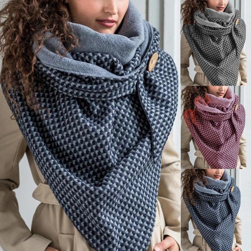 

35# Scarf Women Print Button Soft Wrap Casual Warm Shawls And Wraps Women Winter Scarf Outdoor Head Face Neck Gaiter Face Cover