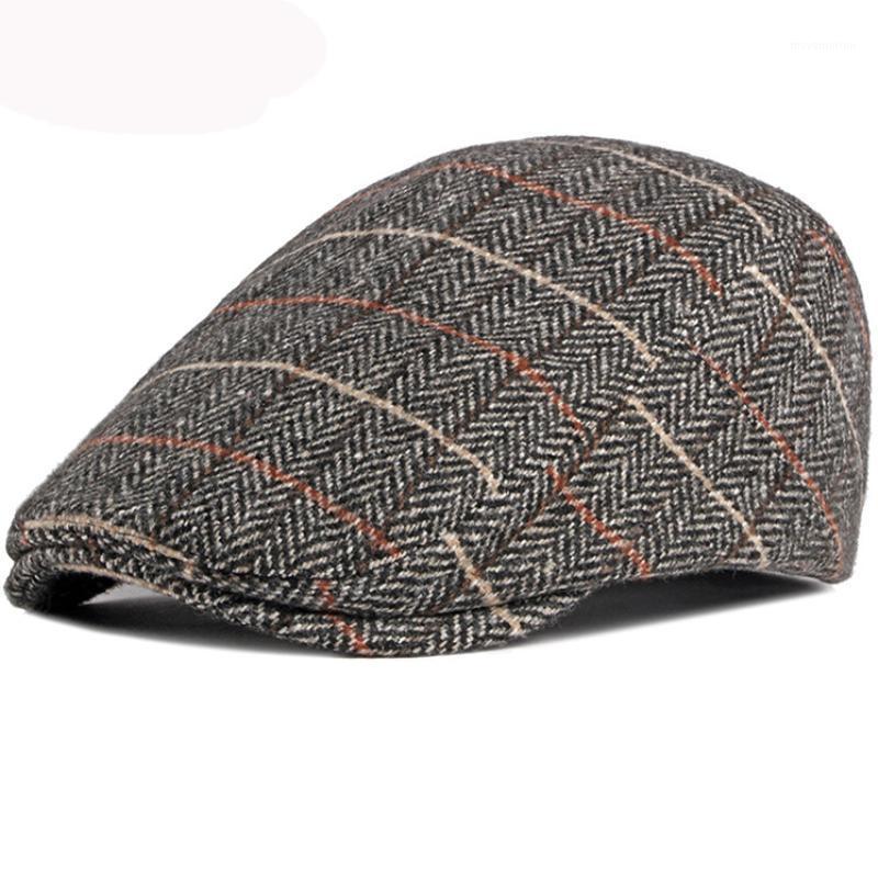 

HT2903 Berets Autumn Winter Hat Men Women Vintage Plaid Ivy Newsboy Flat Cap Retro Artist Painter Wool Hat Adjustable Beret Cap1, Black