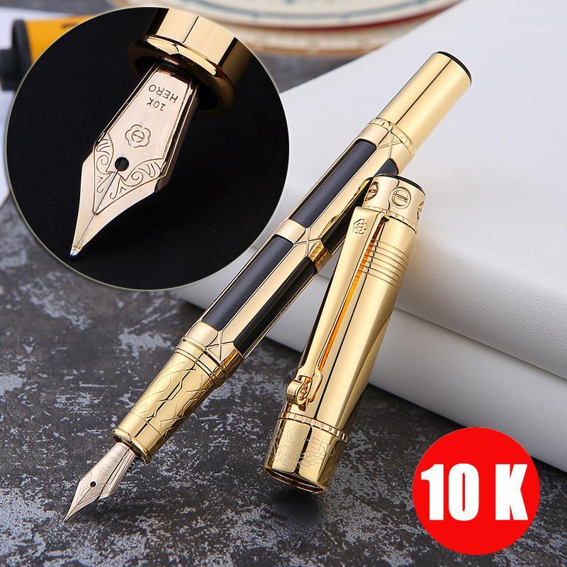 

10K Gold Fountain Pen Full metal Golden Clip Writing pens Business Caneta Stationery Office school supplies 10151, Red