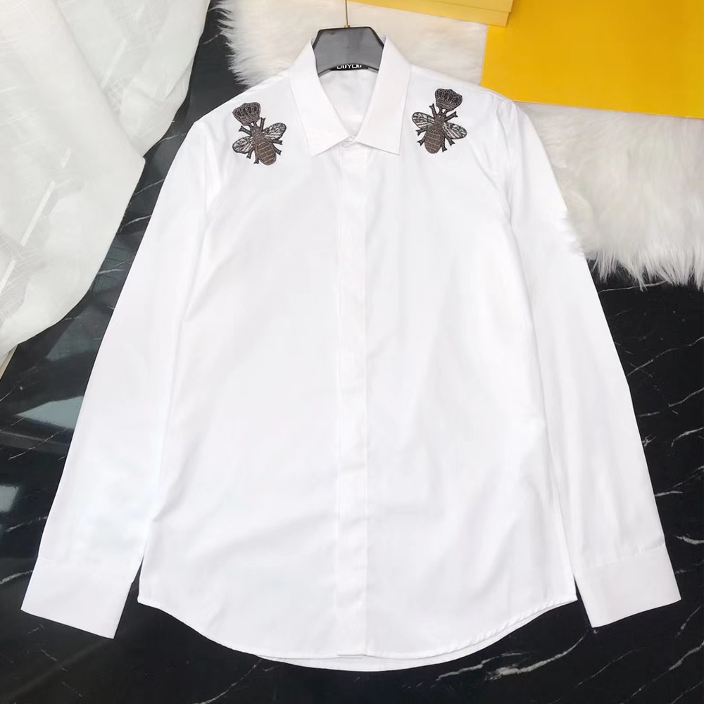 

Mens Cotton Dress Shirt Men Shoulder Embroidery Animal High Quality Slim Fit Casual Shirts Dy2268 7r3y, Black
