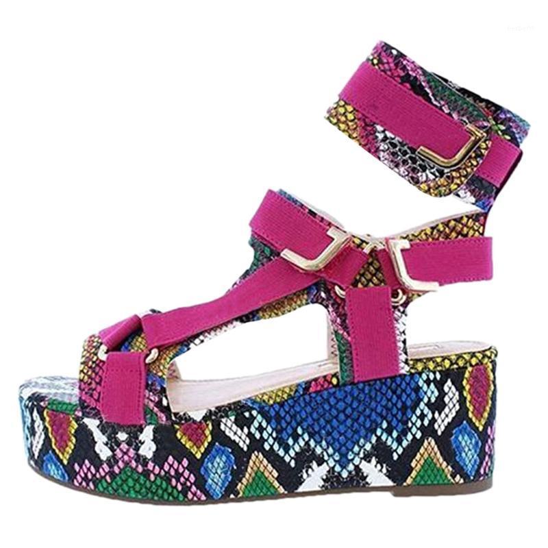 

2020 Women Summer Serpentine Non-slip Sandals Platform Wedges Heel Sandals For Women Open Toe Ankle Strap Beach Shoes g51, Multicolor