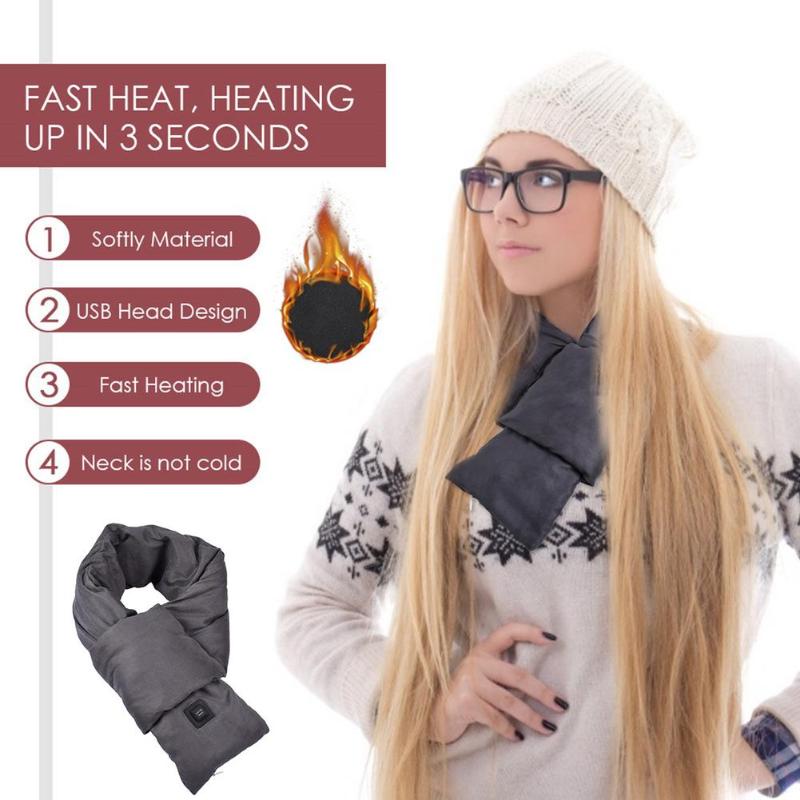 

USB Heated Scarf Rechargeable Heating Scarf Neck Heating Pad Shawl Warm Neck, Gray