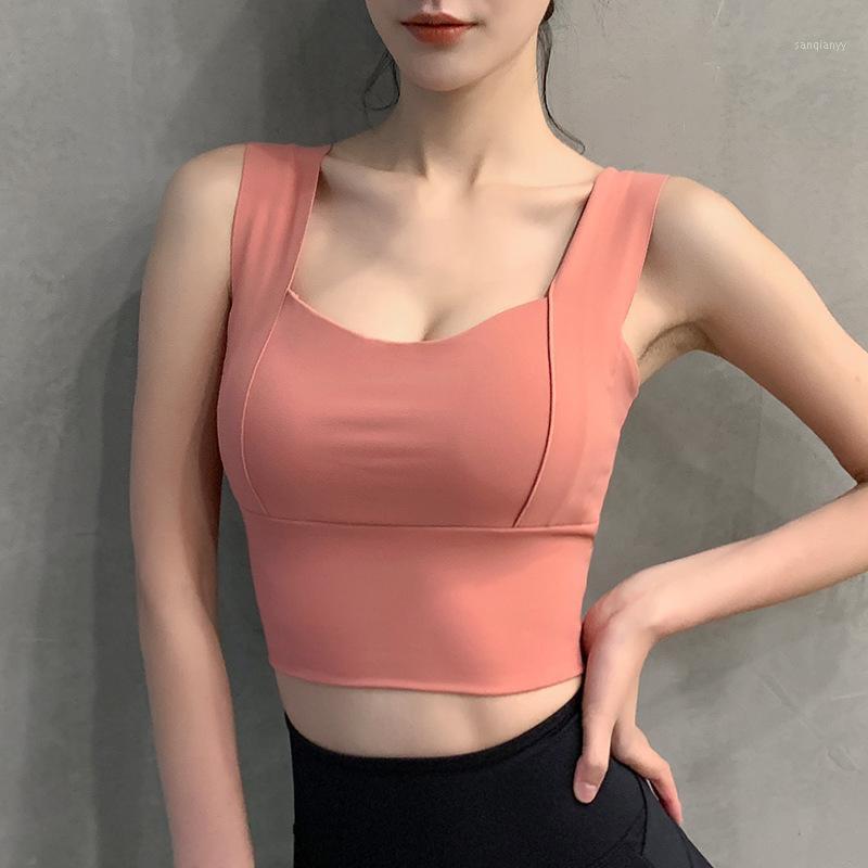 

Wide Shoulder Sports Bra Low Neck Crop Top Women Push Up Bra Underwear Women Running Brassiere Sport Femme Deporte Mujer1, Pink bra
