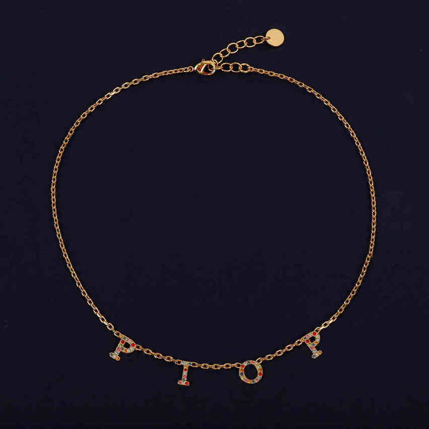 

Fashion Initial Letter Choker Bijoux Cuban Link Iced Out Pendant Necklace for Womens Party Wedding Lovers Gift Jewelry with BOX, Silver