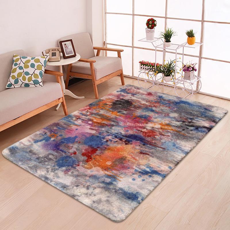 

Colorful Paintings Floor Area Rug Stair Corridor Mat Fluffy PVC Bottom Non-slip Bathroom Kitchen Rugs Large Living Room Carpet1, No-01