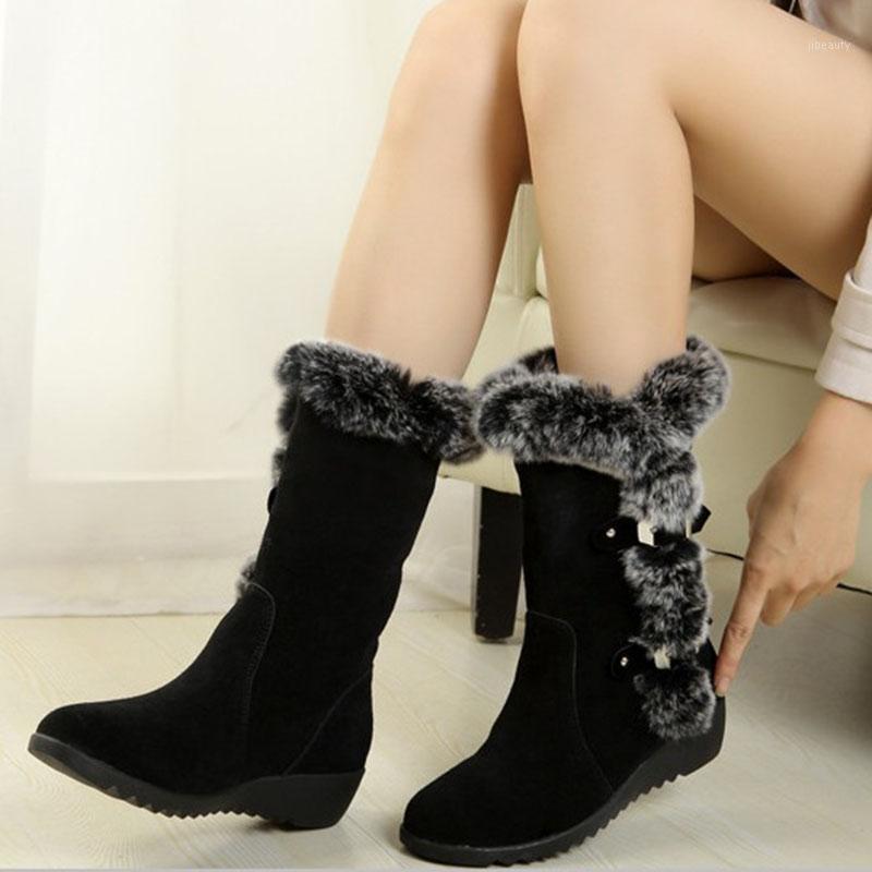

2020 New Women Boots shoes PU Fashion Boots Winter Shoes Women Snow Plus Size1, Black