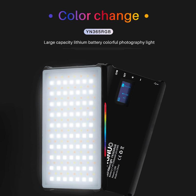 

YONGNUO YN365 RGB LED Photography Studio Lighting Full Color 2500k-8500k 3300mAh Rechargeable Battery Lamp Video Pocket Light