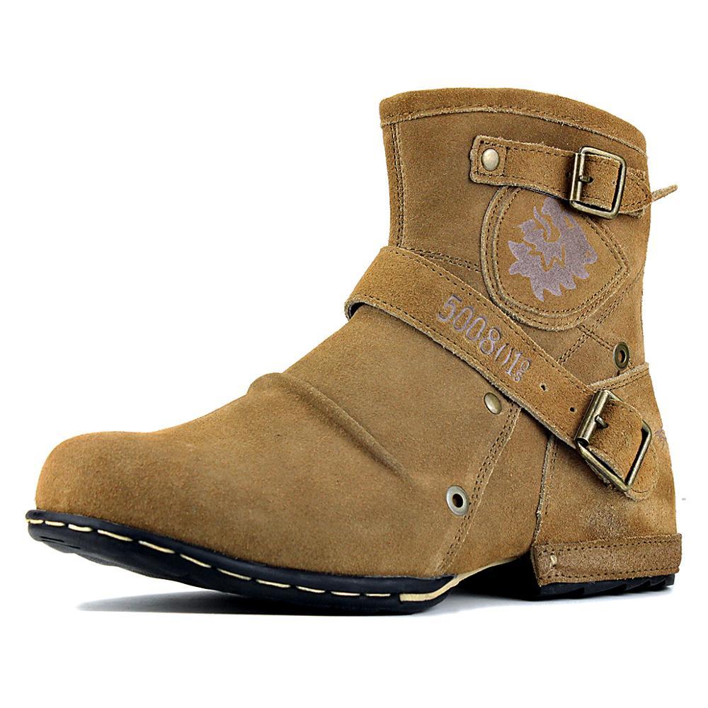 

2021 Spring Area Genuine Leather Men's on Ankle Male Boots 5008-1-beige 4lxo