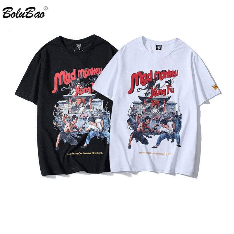 

BOLUBAO Fashion New Men T-shirt Print Cotton Male T Shirts Cartoon Hip Hop Men's Street Clothing Tee Top LJ200827, Black