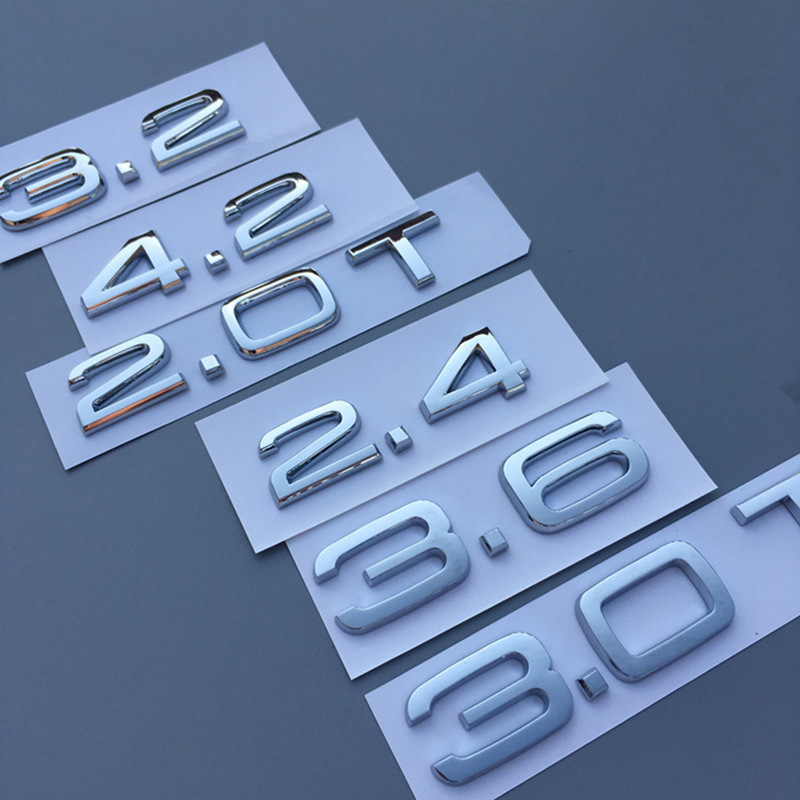 

Car Refitting Trunk Badge Logo Sticker for Audi 1.8T 2.0T 2.4 3.0T 3.2 3.6 4.2 A3 A4 A5 A6L A7 A8L Q3 Q5 Q7 Letter Number Emblem
