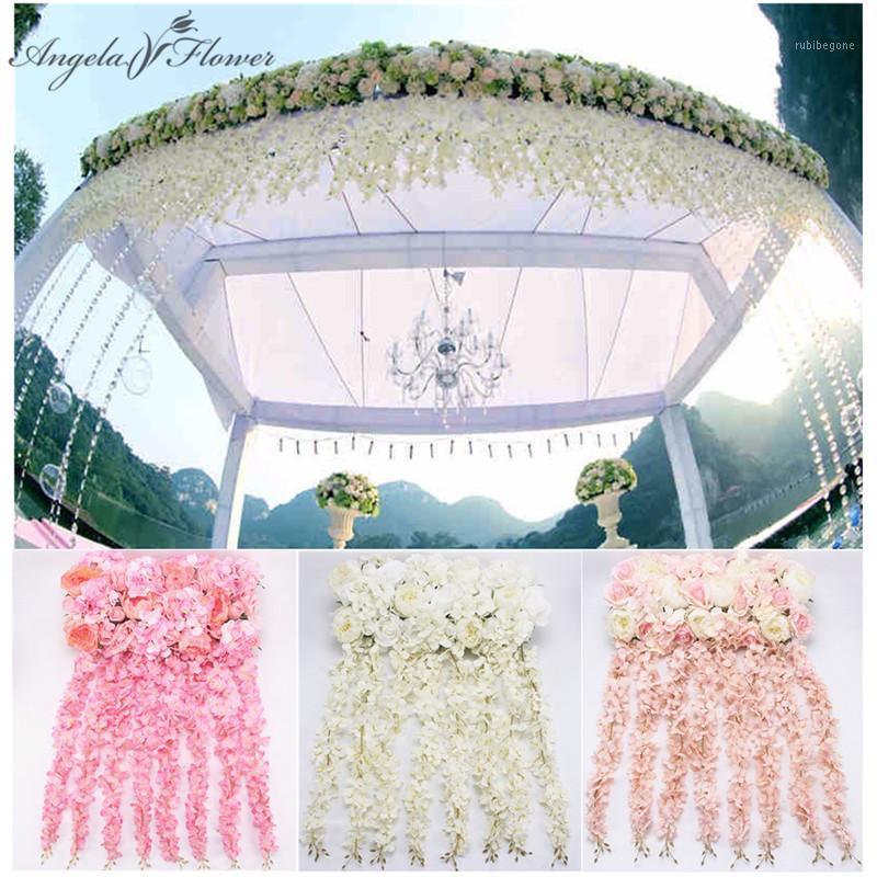 

DIY flower row with wisteria wedding arch decor flower rose peony hydrangea mix arch artificial row wisteria vine1, Yellow