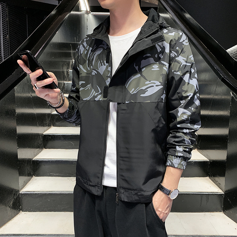 

2021 Garments Camouflage Men's Jacket Spring Autumn New Loose Style and Trend Casual Plus-size Hood 24ok, Red