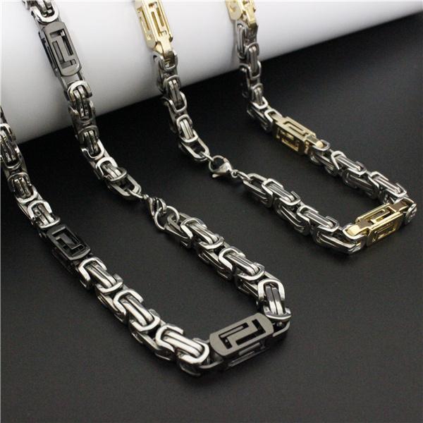 

Free Shipping 6mm/8mm Fashion Link Chain Gold Black Biker Necklace 316L Stainless Steel 2 Color Necklace